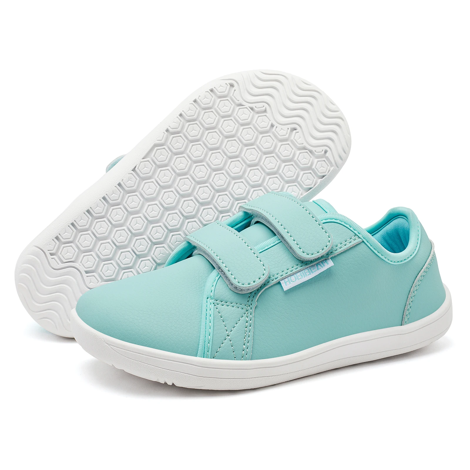 HOBIBEAR Minimalist Kids Barefoot Sneakers | Hook Loop | Wide Toe Shoes | Artificial Leather Sneakers