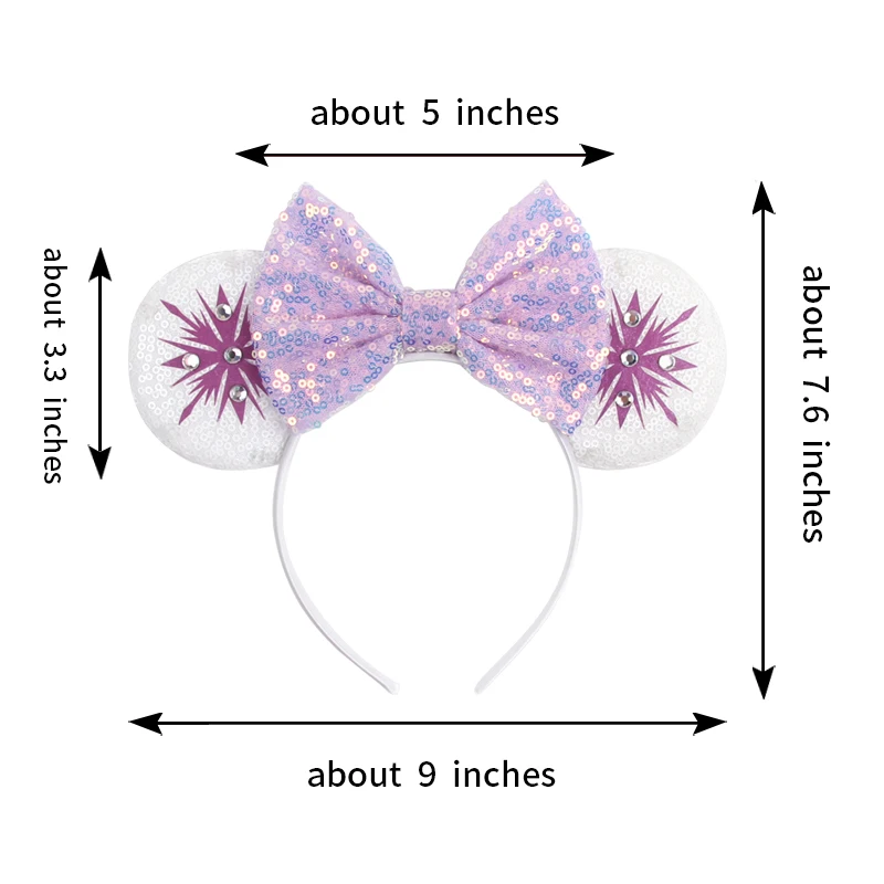 NEW Frozen Snowflake Mouse Ears Headband Girls Boys Sequin 5"Bow Hairband Christmas Festival Party Cosplay Hair Accessories - Image 6