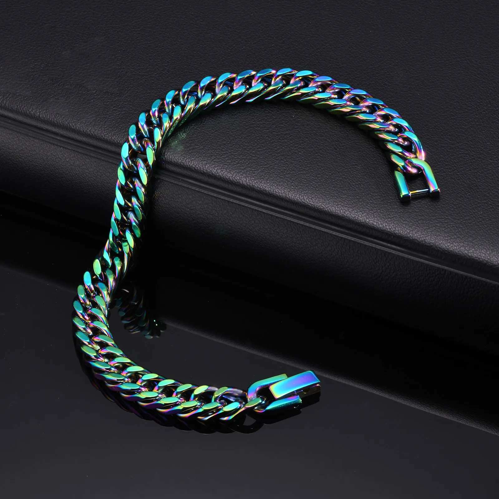 Colorful Cuban Chain Bracelets for Men Boys,Stainless Steel Links Wristband,Classic Hip Hop Jewelry Gifts - Image 4