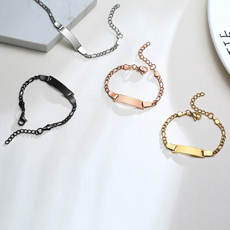 Baby Kids Bracelet, Stainless Steel Chain Bracelet Adjustable Link without Name,Girl Boy Children Birthday Gift - Image 2