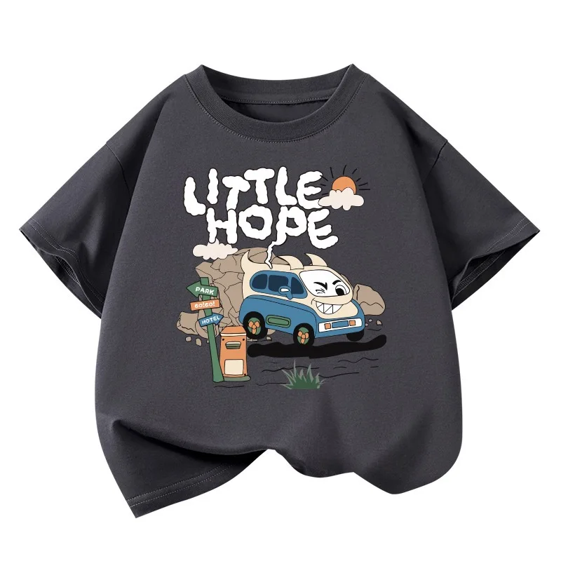 1pcs Summer Boys Car Cartoon Tees Fashion Tops Childrens Short Sleeve Clothes Printed Pattern T-shirts Child Loose Casual Tshirt - Image 3