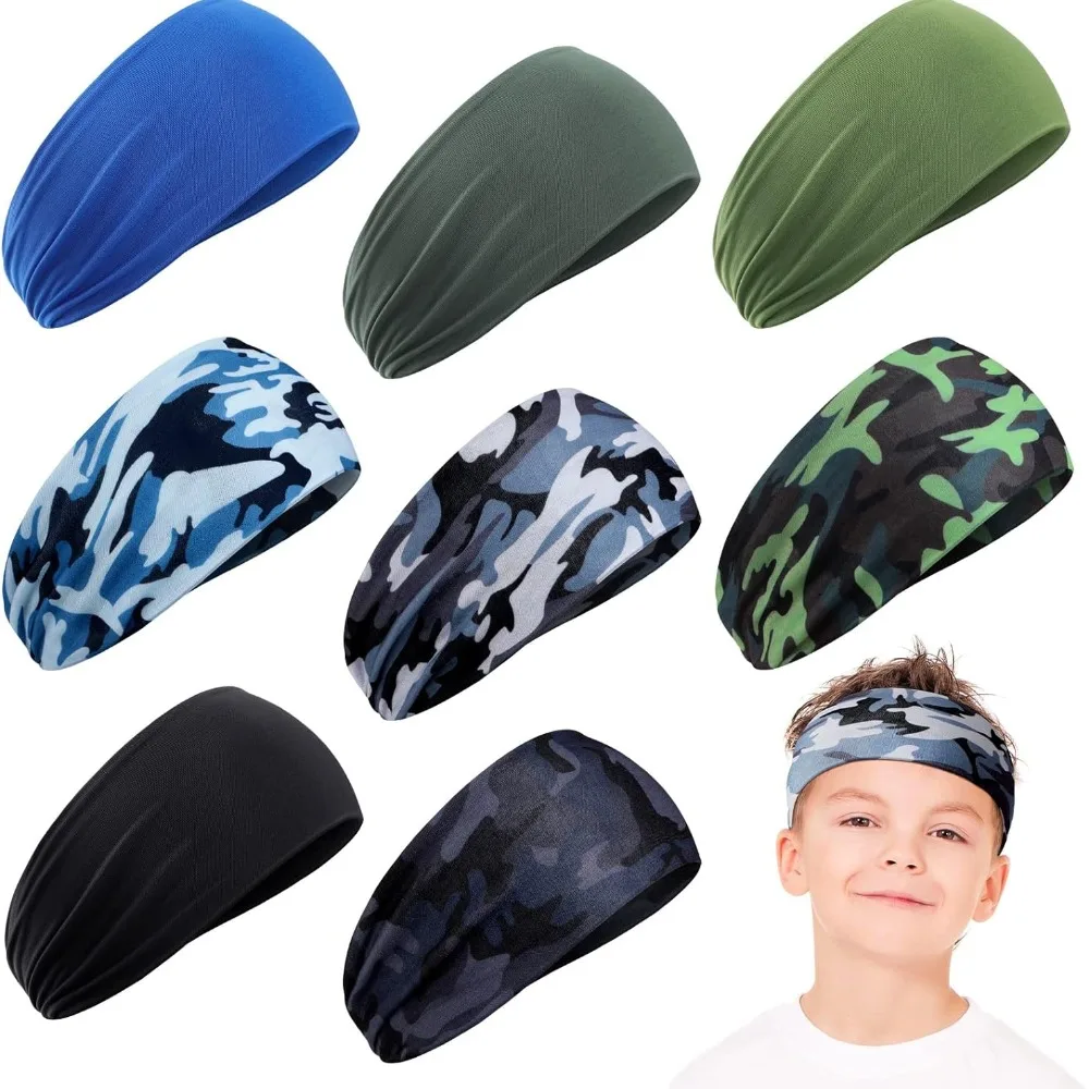 Boys Girls Headbands Kids Sports Sweatbands Camo Elastic Athletic Wicking Hairbands Football Soccer Workout Running Headwrap - Image 3
